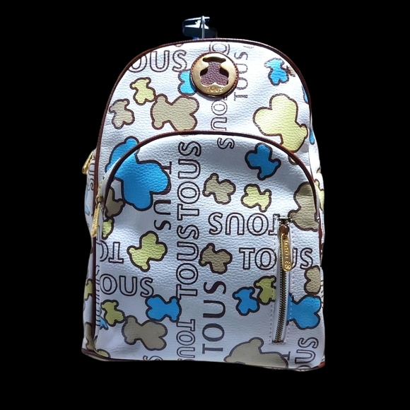 Tous Leather Backpack White/Multicolor  EUC - Picture 2 of 15